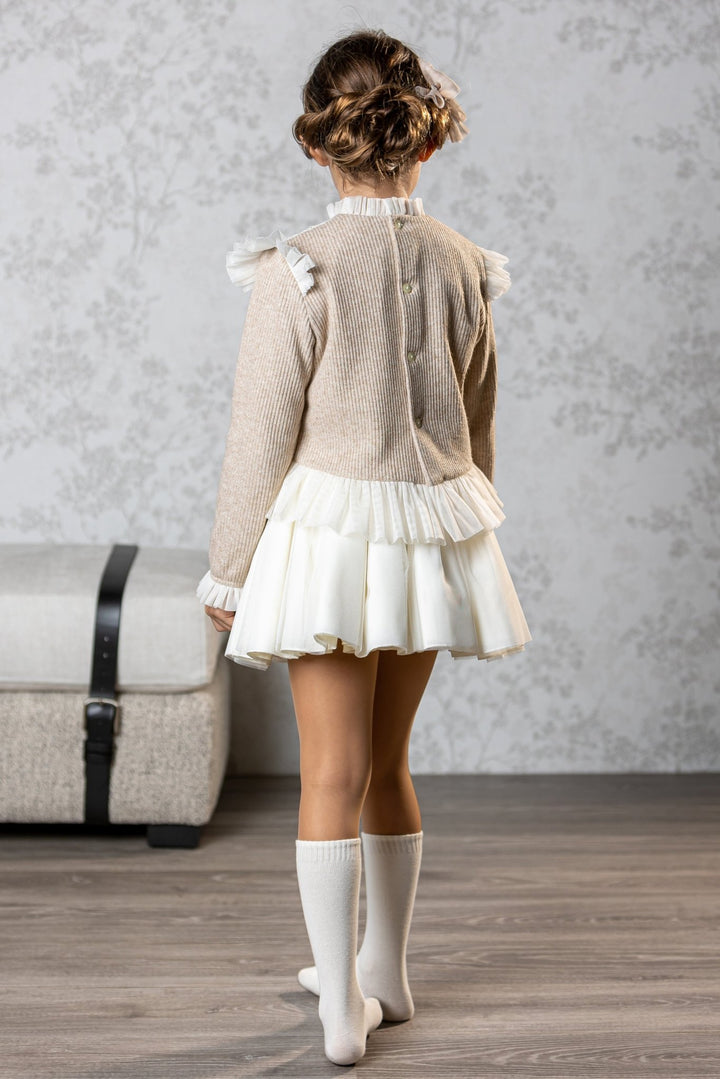 Abuela Tata "Emilia" Sparkly Beige Tulle Top & Skirt - Millie and John