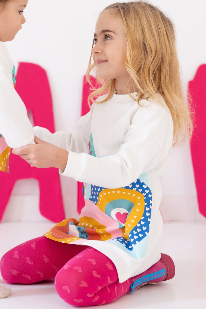 Agatha Ruíz de la Prada "Audrey" Multicoloured Retro Sweatshirt Dress & Tights - Millie and John