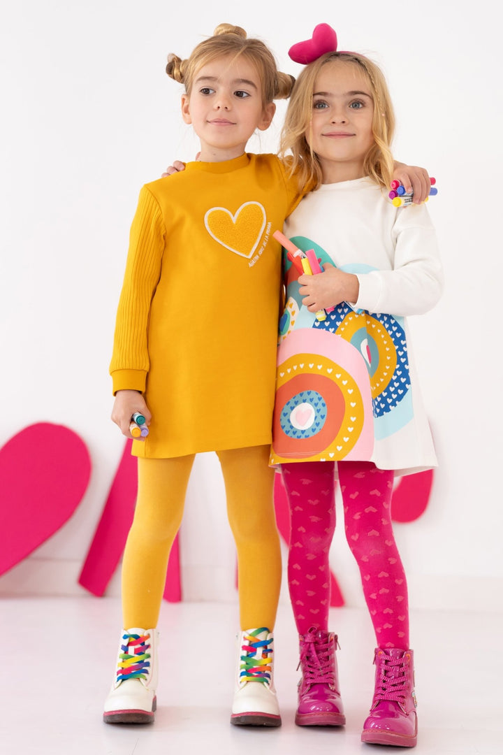 Agatha Ruíz de la Prada "Audrey" Multicoloured Retro Sweatshirt Dress & Tights - Millie and John