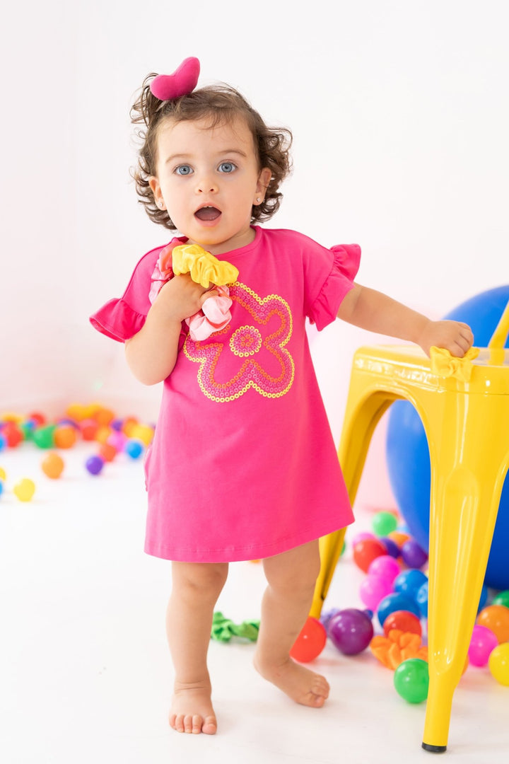 Agatha Ruíz de la Prada "Cindy" Fuchsia Pink Glitter Flower Dress - Millie and John