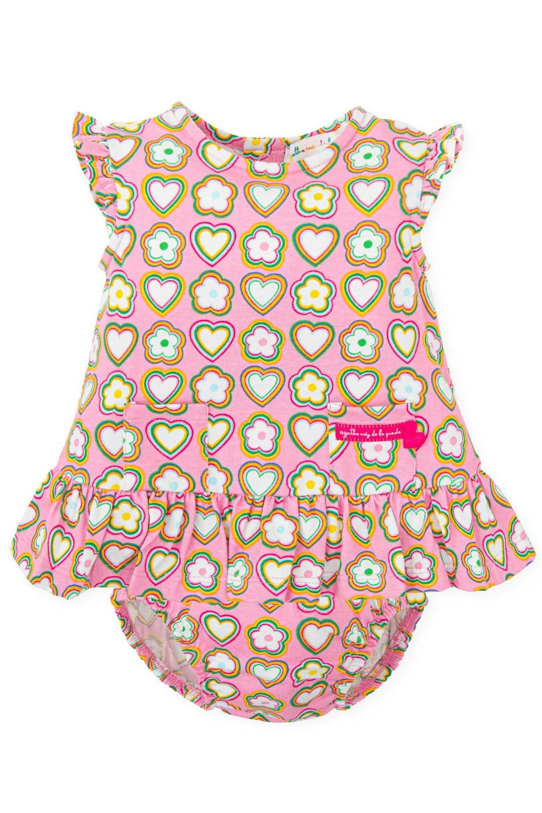 Agatha Ruíz de la Prada "Fleur" Pink, Yellow & Green Retro Floral Dress & Bloomers - Millie and John