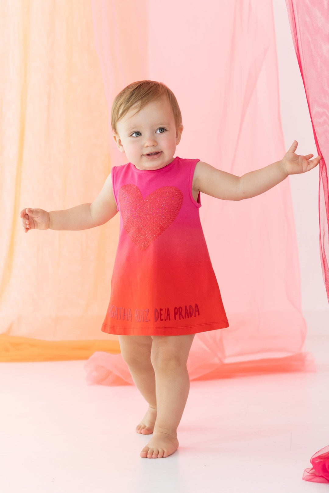 Agatha Ruíz de la Prada "Flossie" Fuchsia & Red Ombré Dress - Millie and John