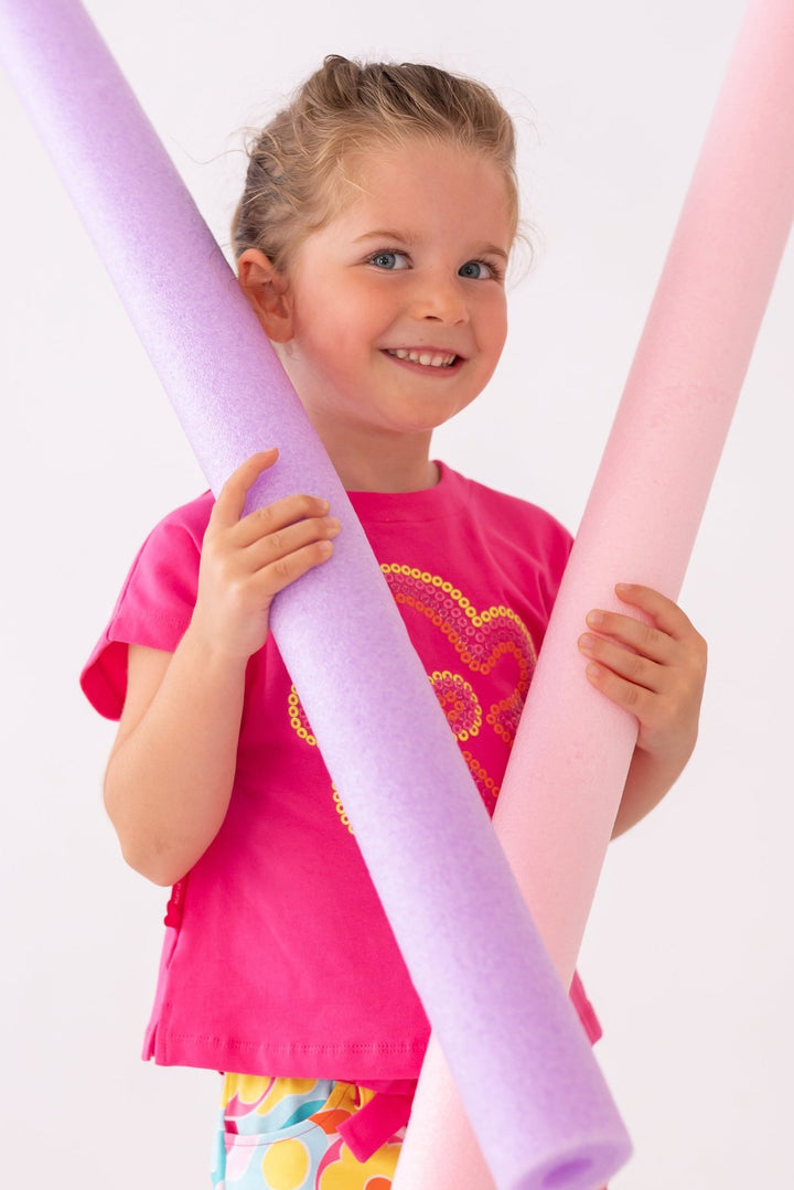 Agatha Ruíz de la Prada "Mollie" Fuchsia T-Shirt & Multicoloured Shorts - Millie and John