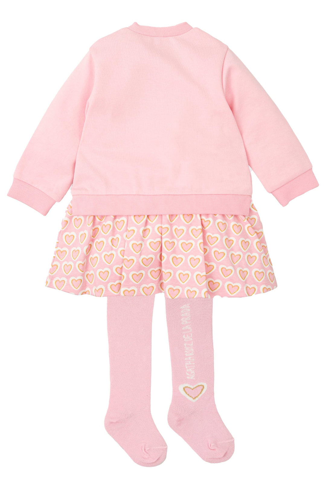 Agatha Ruíz de la Prada "Sia" Baby Pink Heart Sweatshirt Dress & Tights - Millie and John