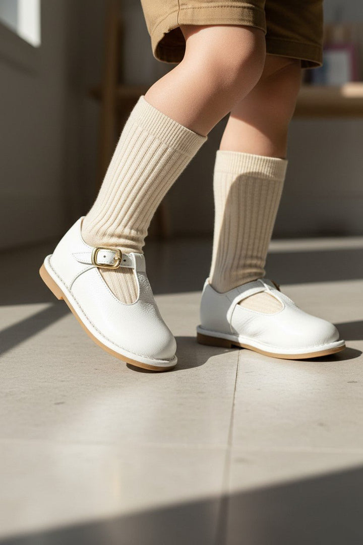 Ananás Petit "George" White Leather Shoes - Millie and John