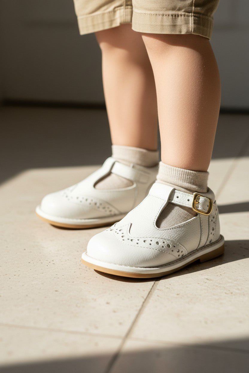 Ananás Petit "Woody" White Leather Shoes - Millie and John