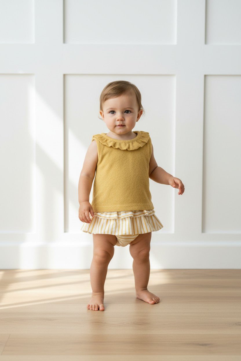 Babidu "Addie" Blouse &amp; Striped Ruffle Bloomers - Millie and John