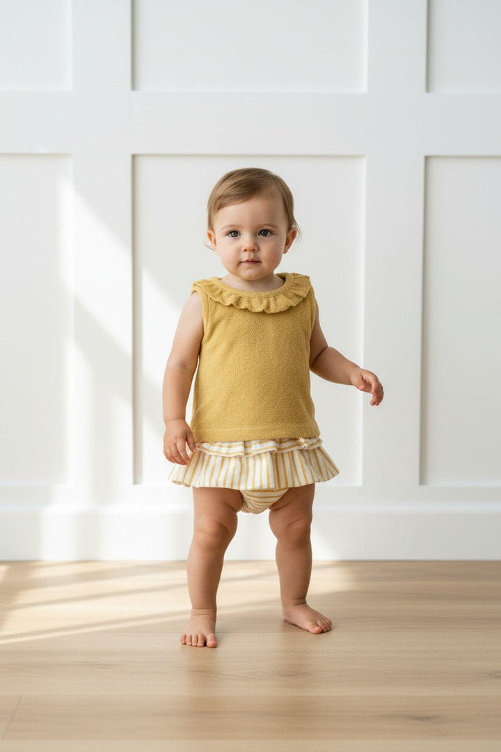 Babidu "Addie" Blouse &amp; Striped Ruffle Bloomers - Millie and John