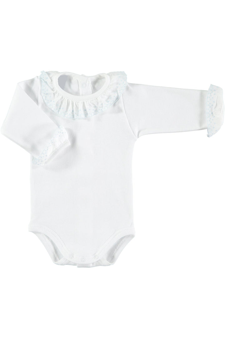 Babidu Long Sleeve Embroidered Ruffle Collar Bodysuit - Millie and John