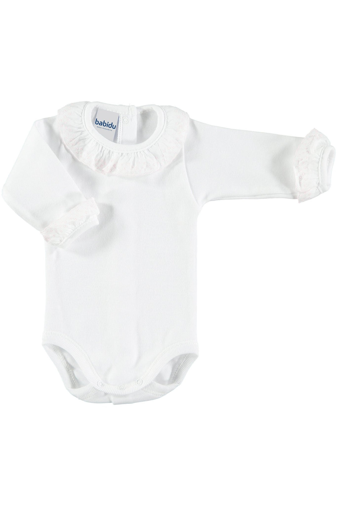 Babidu Long Sleeve Embroidered Ruffle Collar Bodysuit - Millie and John