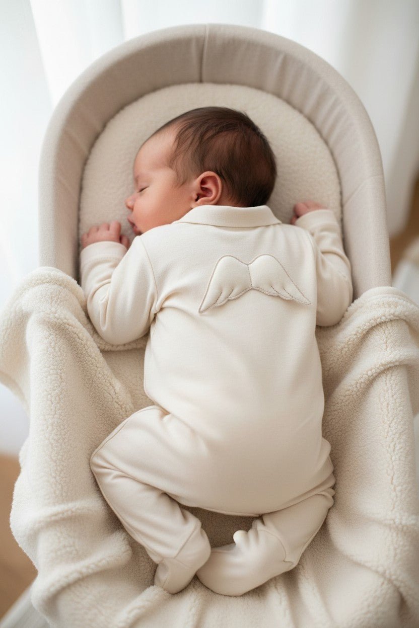 Baby Gi Cotton Angel Wing Rounded Collar Sleepsuit - Millie and John