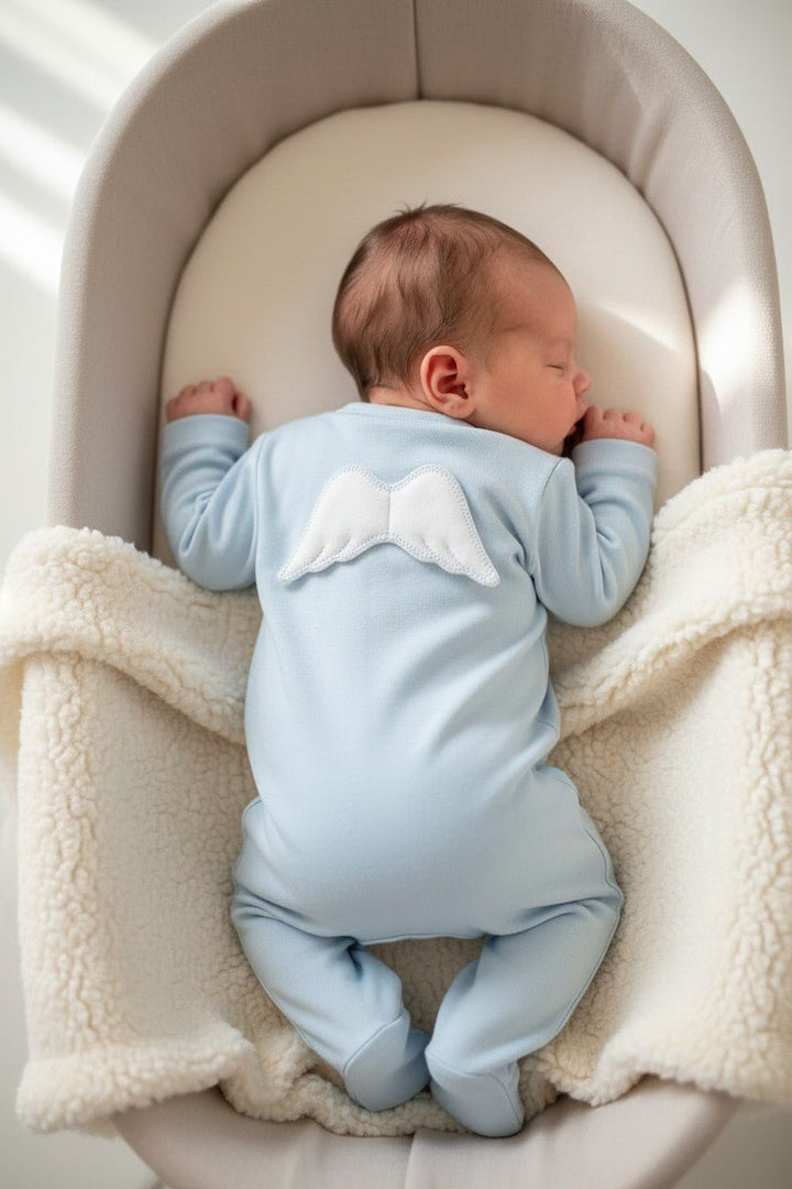 Baby Gi Cotton Angel Wing Rounded Collar Sleepsuit - Millie and John
