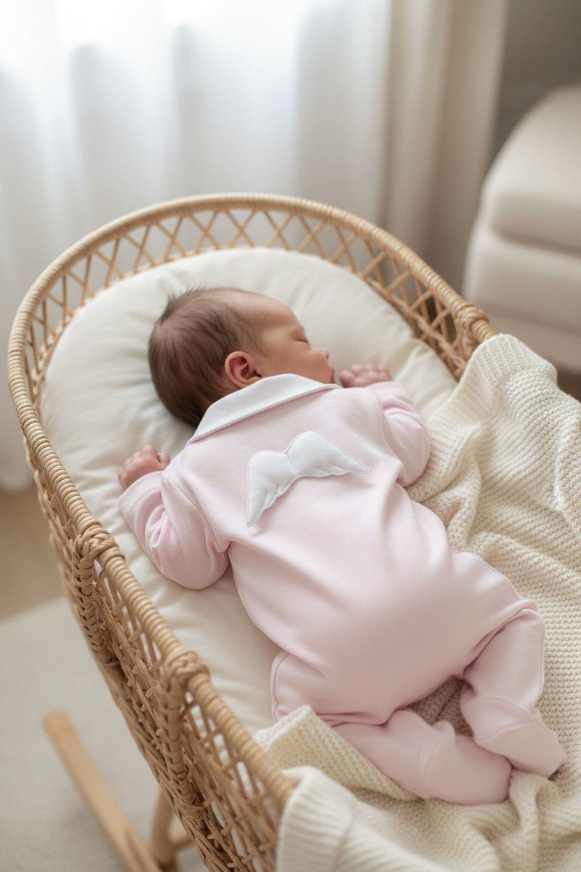 Baby Gi Cotton Angel Wing Rounded Collar Sleepsuit - Millie and John