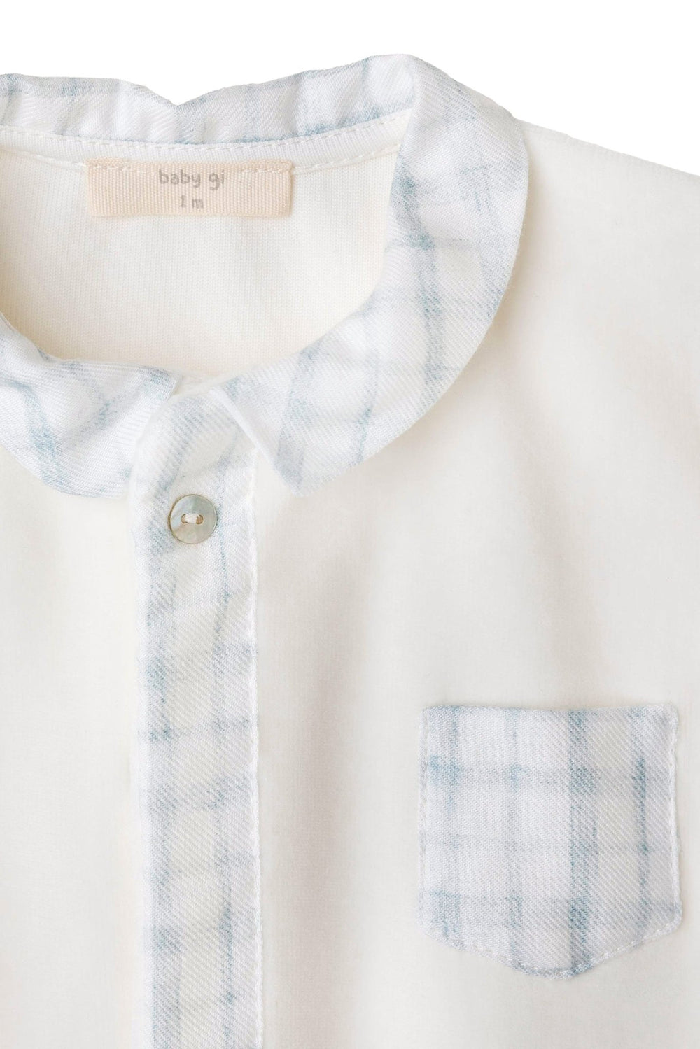 Baby Gi Ivory Velour Checked Sleepsuit - Millie and John