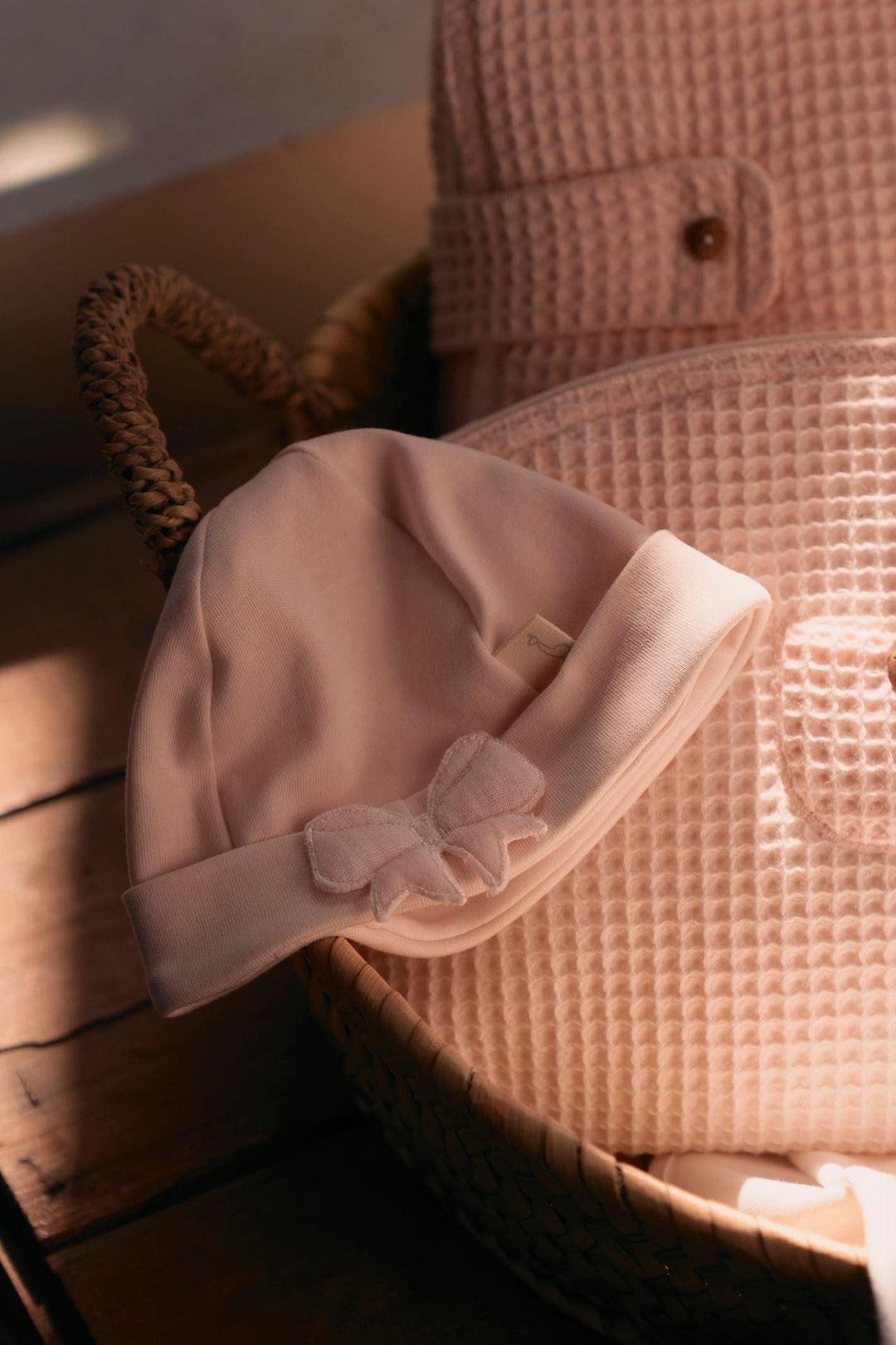 Baby Gi Peach Velour Sleepsuit Beanie Hat - Millie and John