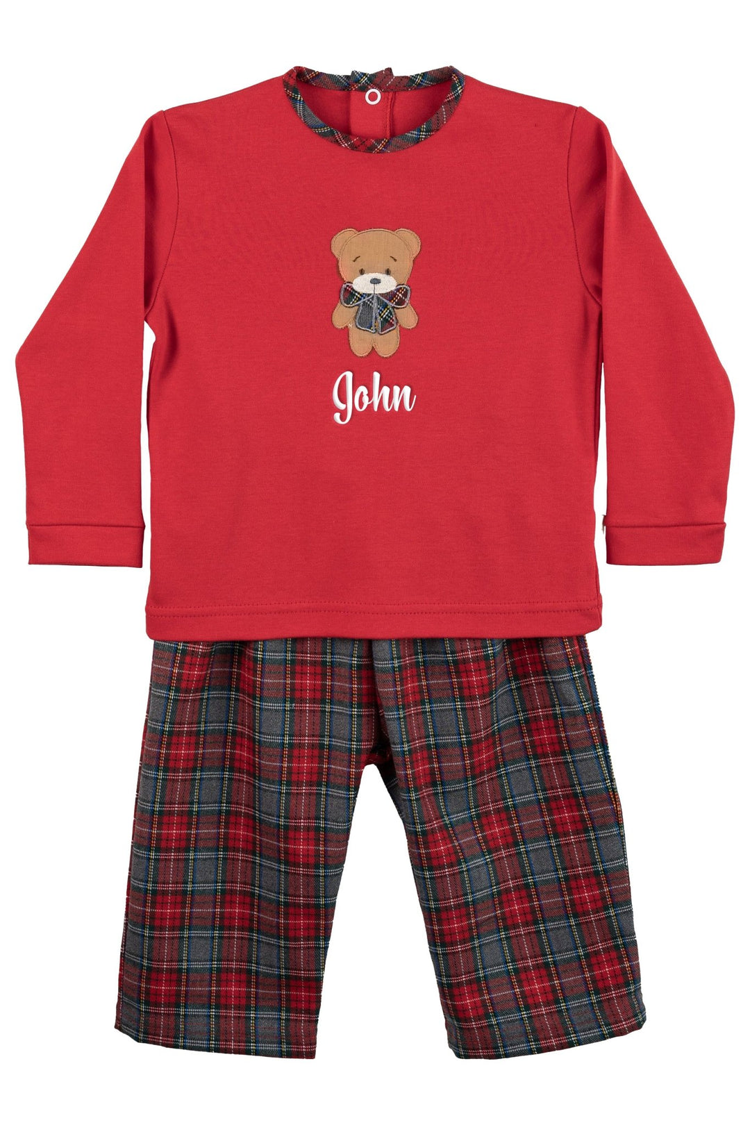Baby Gi Red Tartan Bear Pyjamas - Millie and John
