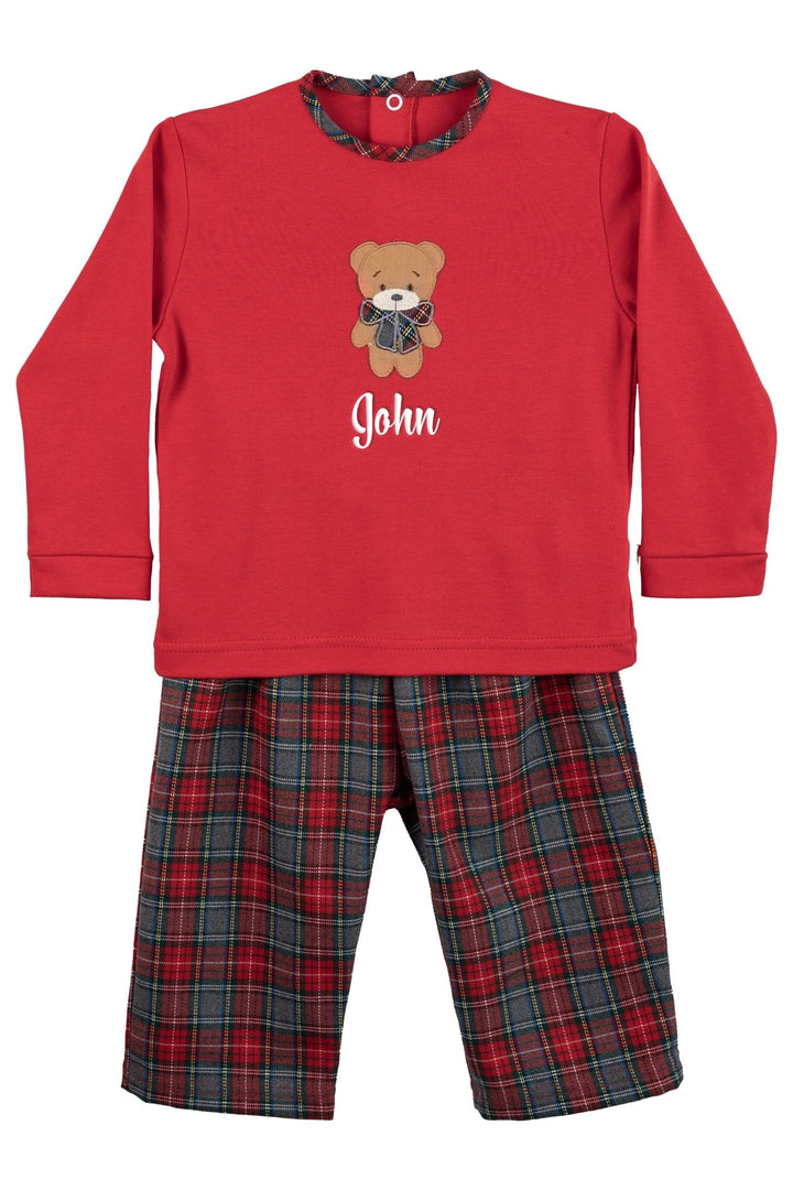 Baby Gi Red Tartan Bear Pyjamas - Millie and John