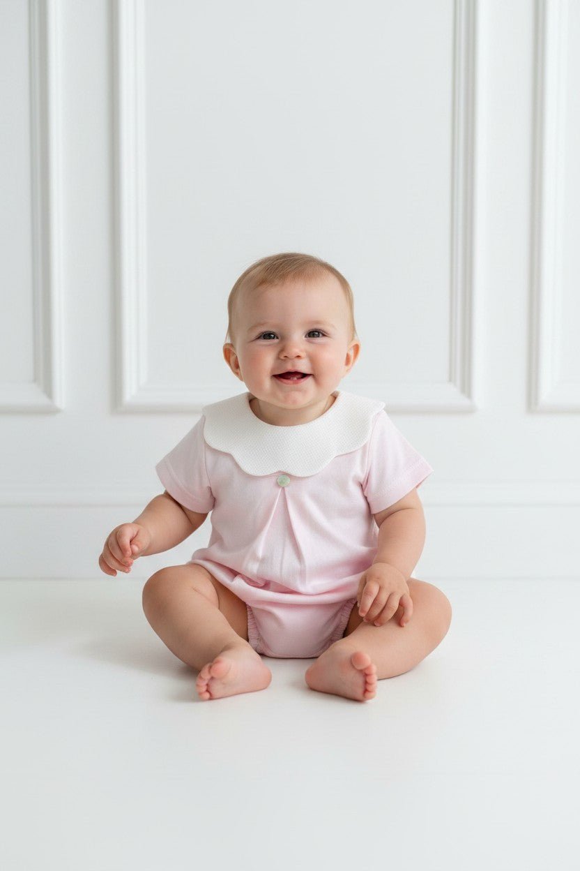 Baby Gi "True" Scalloped Collar Romper - Millie and John