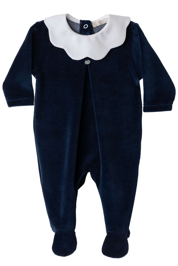 Baby Gi "True" Scalloped Collar Velour Sleepsuit - Millie and John