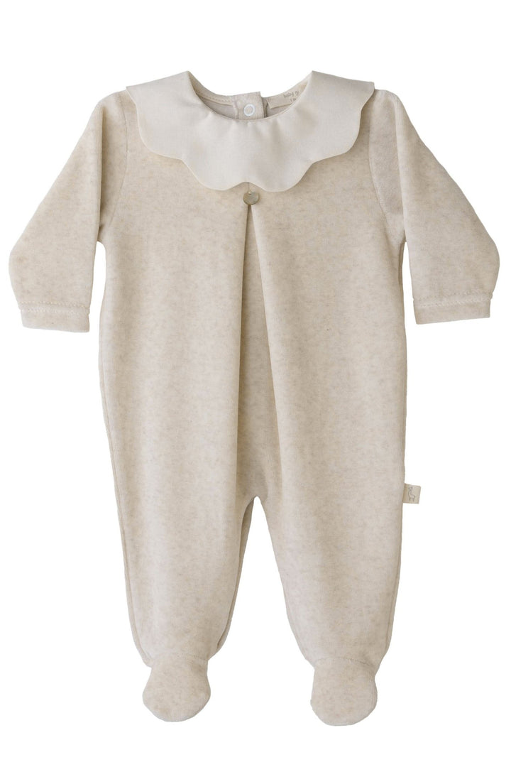 Baby Gi "True" Scalloped Collar Velour Sleepsuit - Millie and John