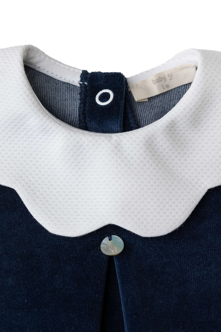 Baby Gi "True" Scalloped Collar Velour Sleepsuit - Millie and John
