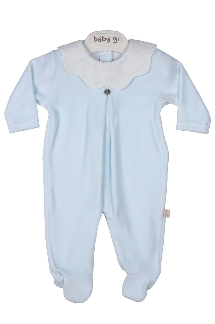 Baby Gi "True" Scalloped Collar Velour Sleepsuit - Millie and John