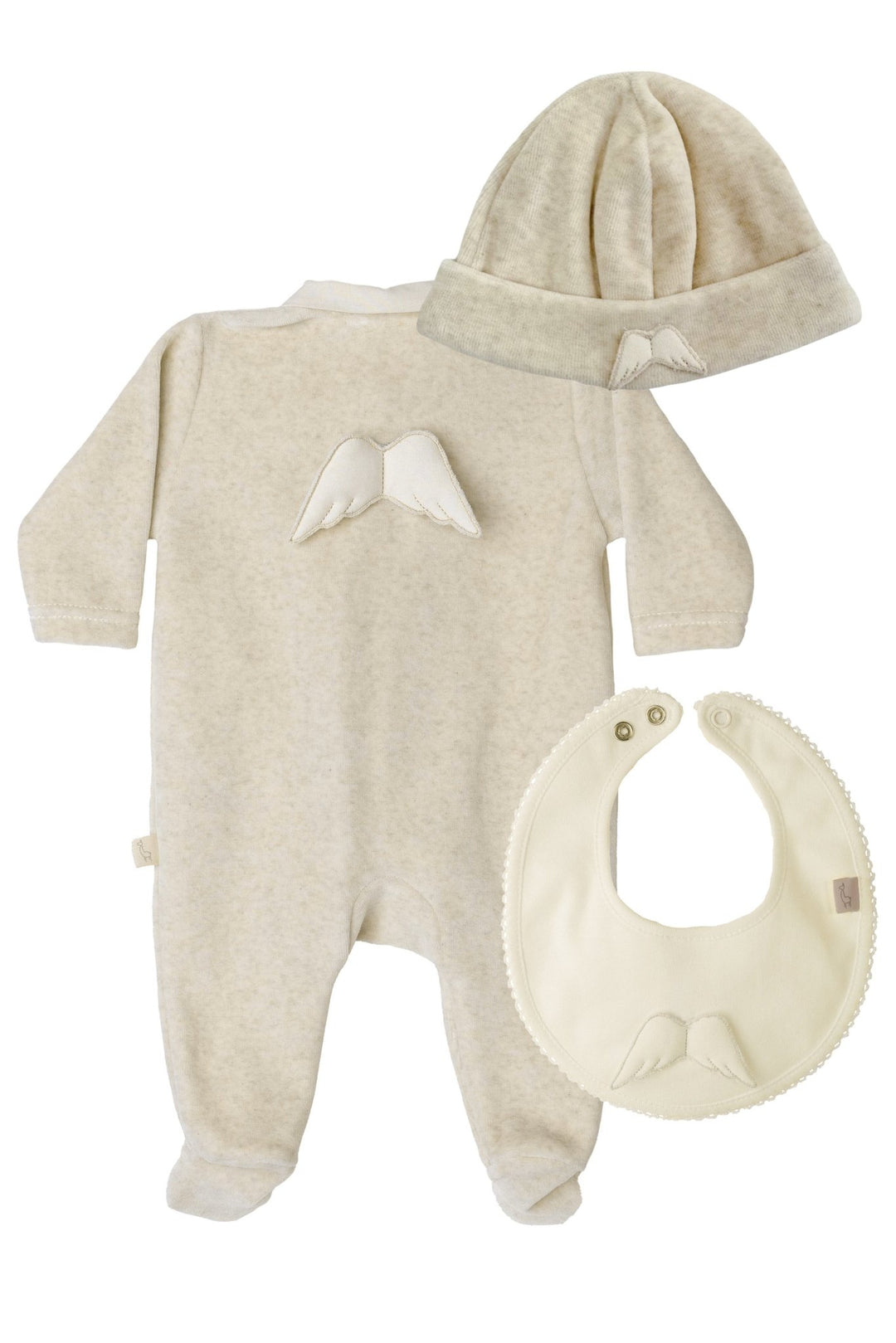 Baby Gi Velour Angel Wing Rounded Collar Sleepsuit - Millie and John