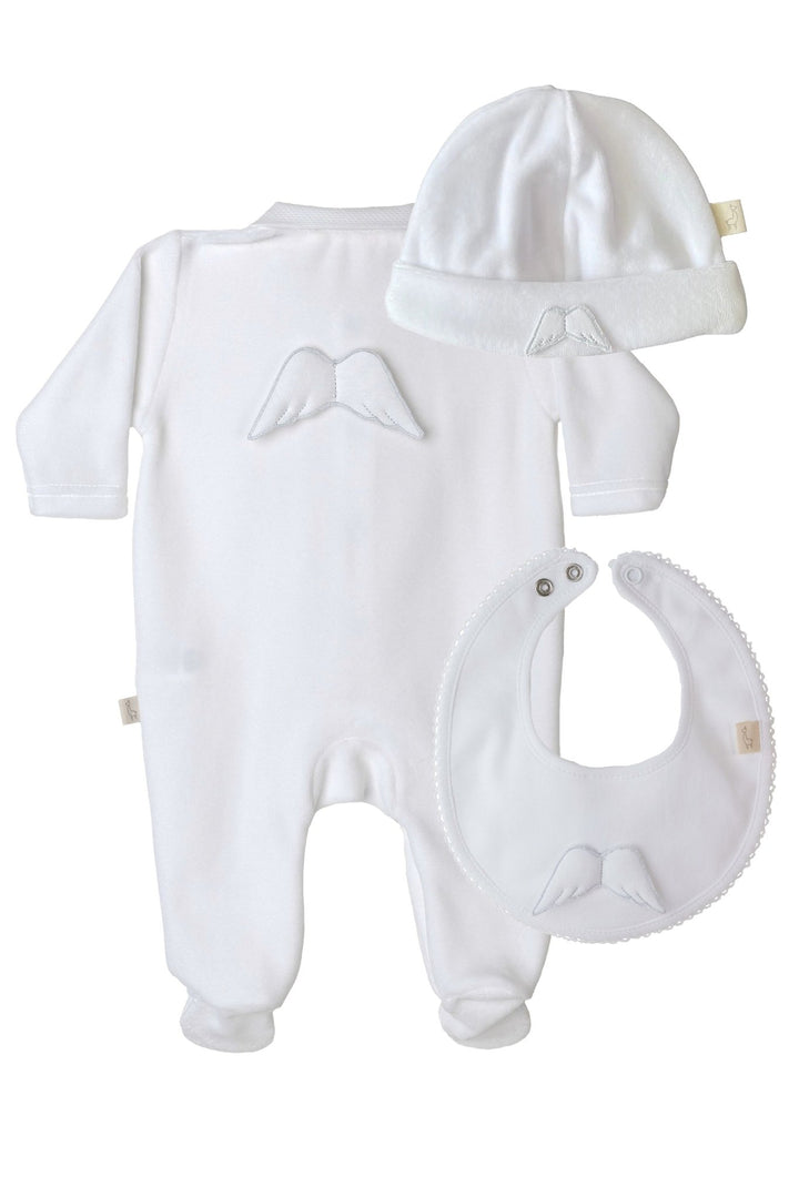 Baby Gi Velour Angel Wing Rounded Collar Sleepsuit - Millie and John