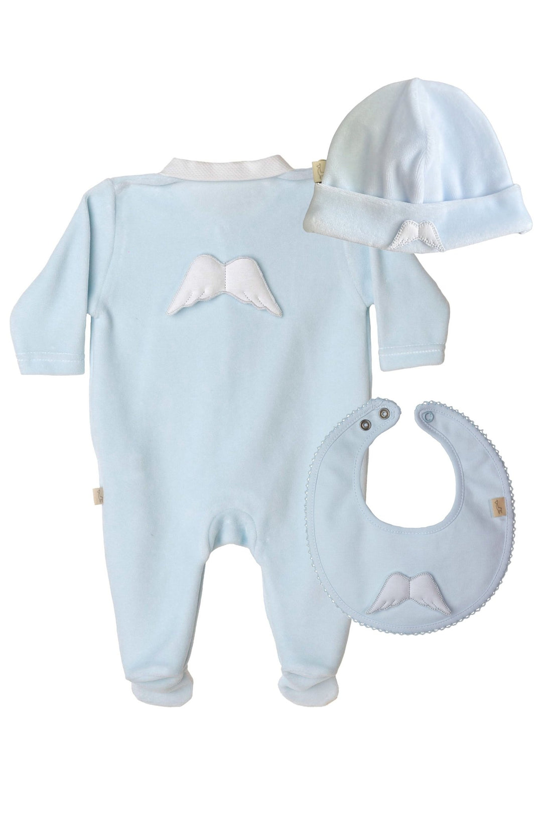 Baby Gi Velour Angel Wing Rounded Collar Sleepsuit - Millie and John