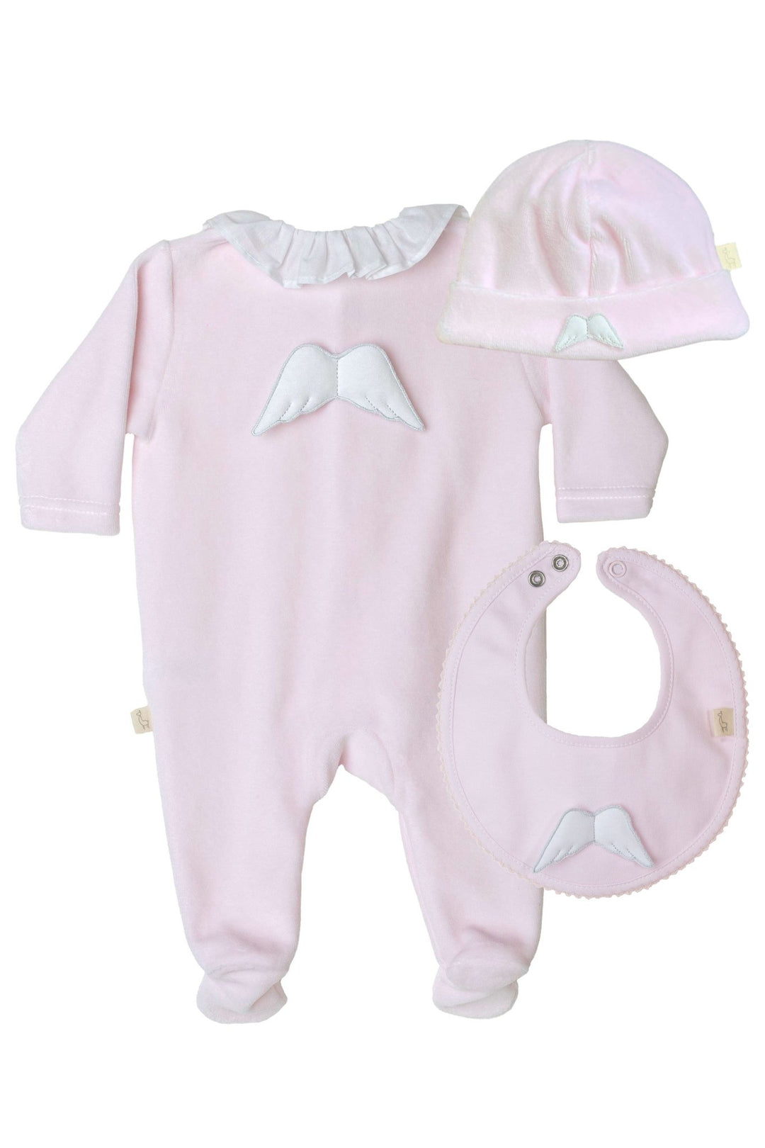 Baby Gi Velour Angel Wing Ruffle Collar Sleepsuit - Millie and John