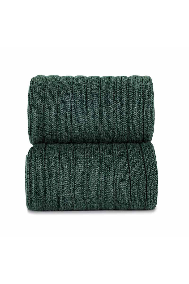 Bottle Green Wide Ribbed Knee High Socks