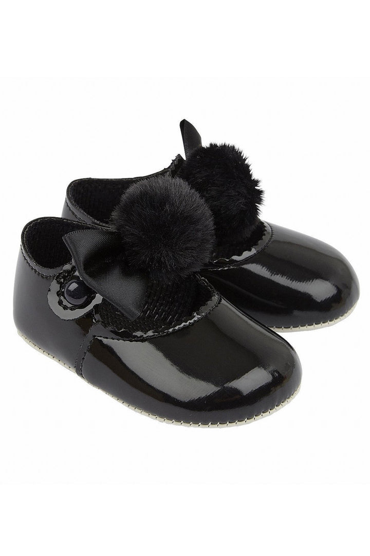 Baypods Black Pom Pom Soft Sole Shoes - Millie and John