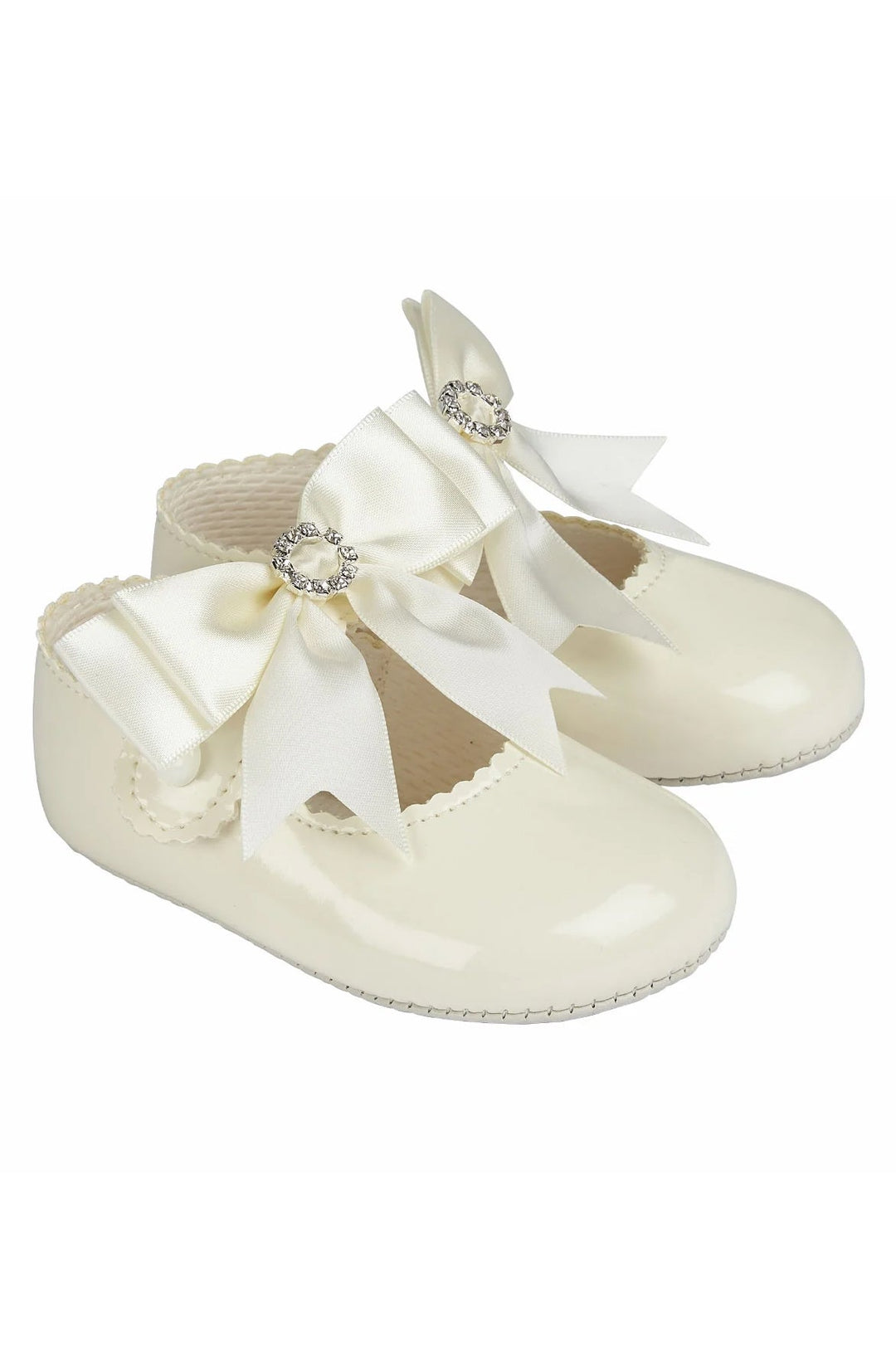 Baypods Ivory Large Bow Diamanté Soft Sole Shoe - Millie and John
