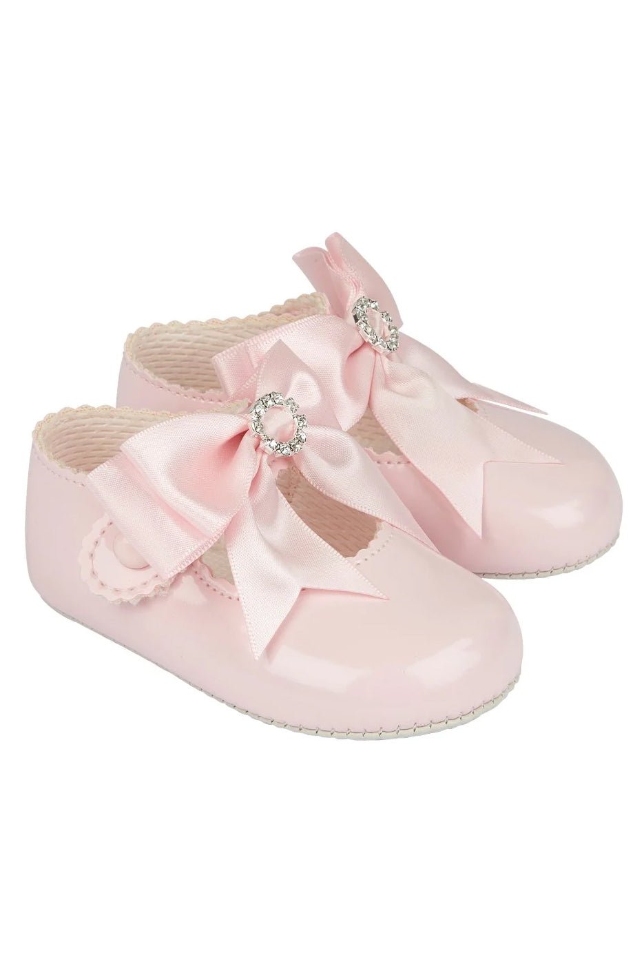 Baypods Pink Large Bow Diamanté Soft Sole Shoe - Millie and John