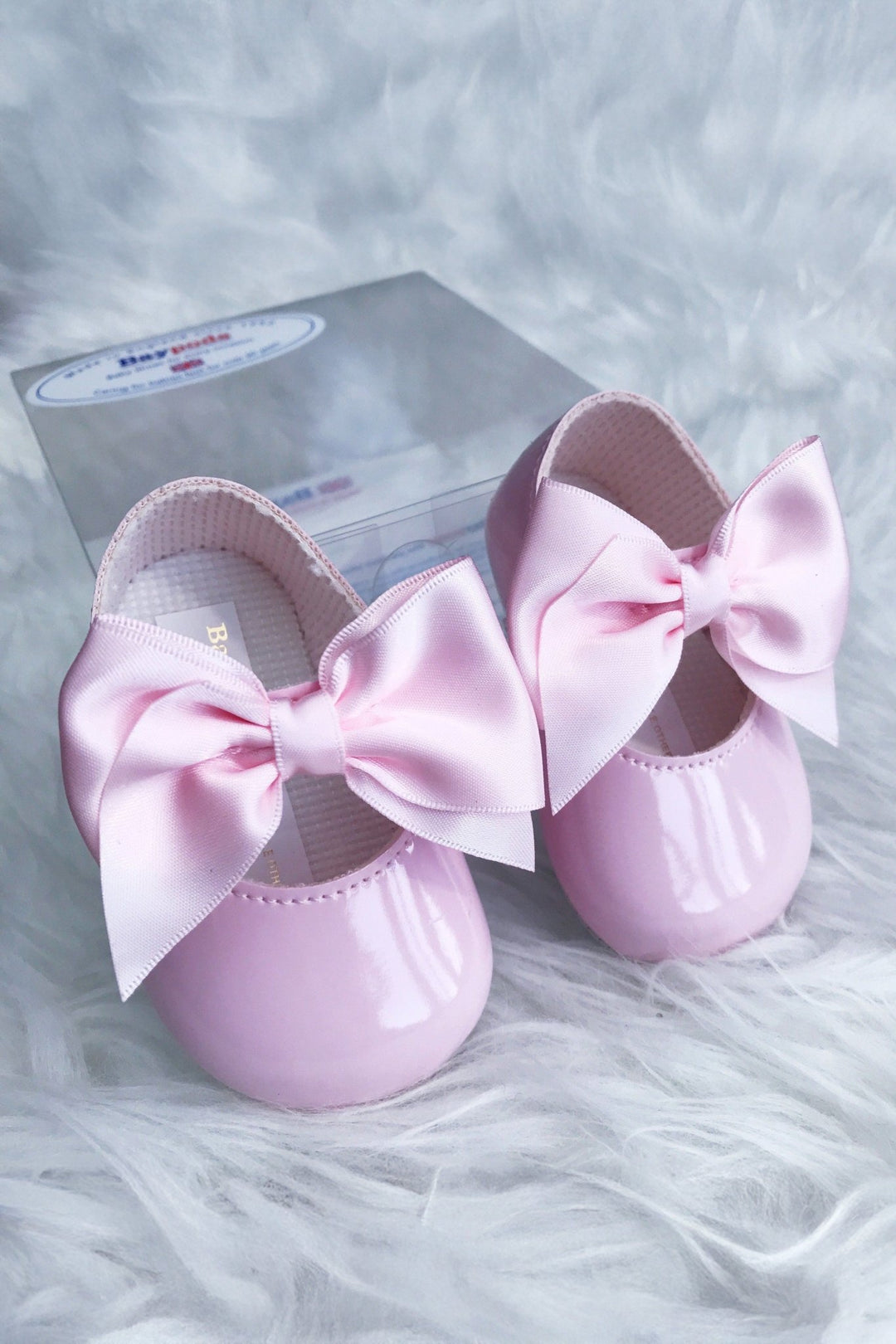 Baypods Pink Patent Large Bow Soft Sole Shoes - Millie and John