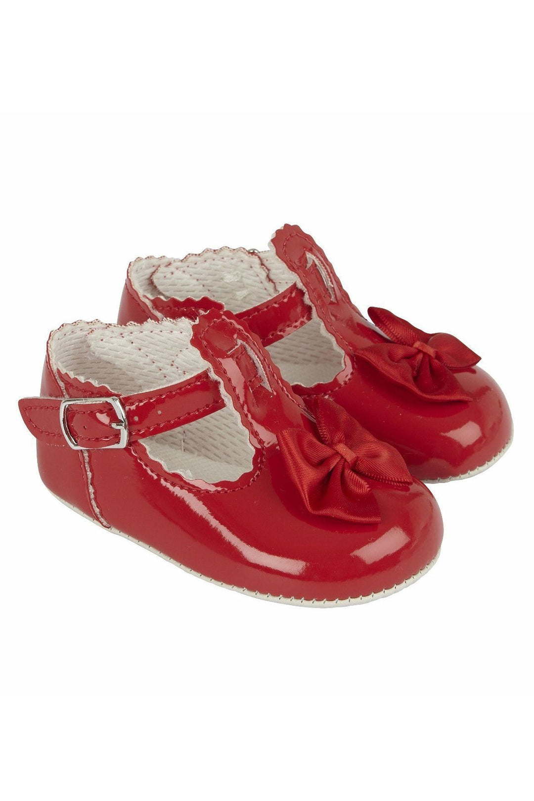 Baypods Red Patent T - Bar Bow Soft Sole Shoes - Millie and John