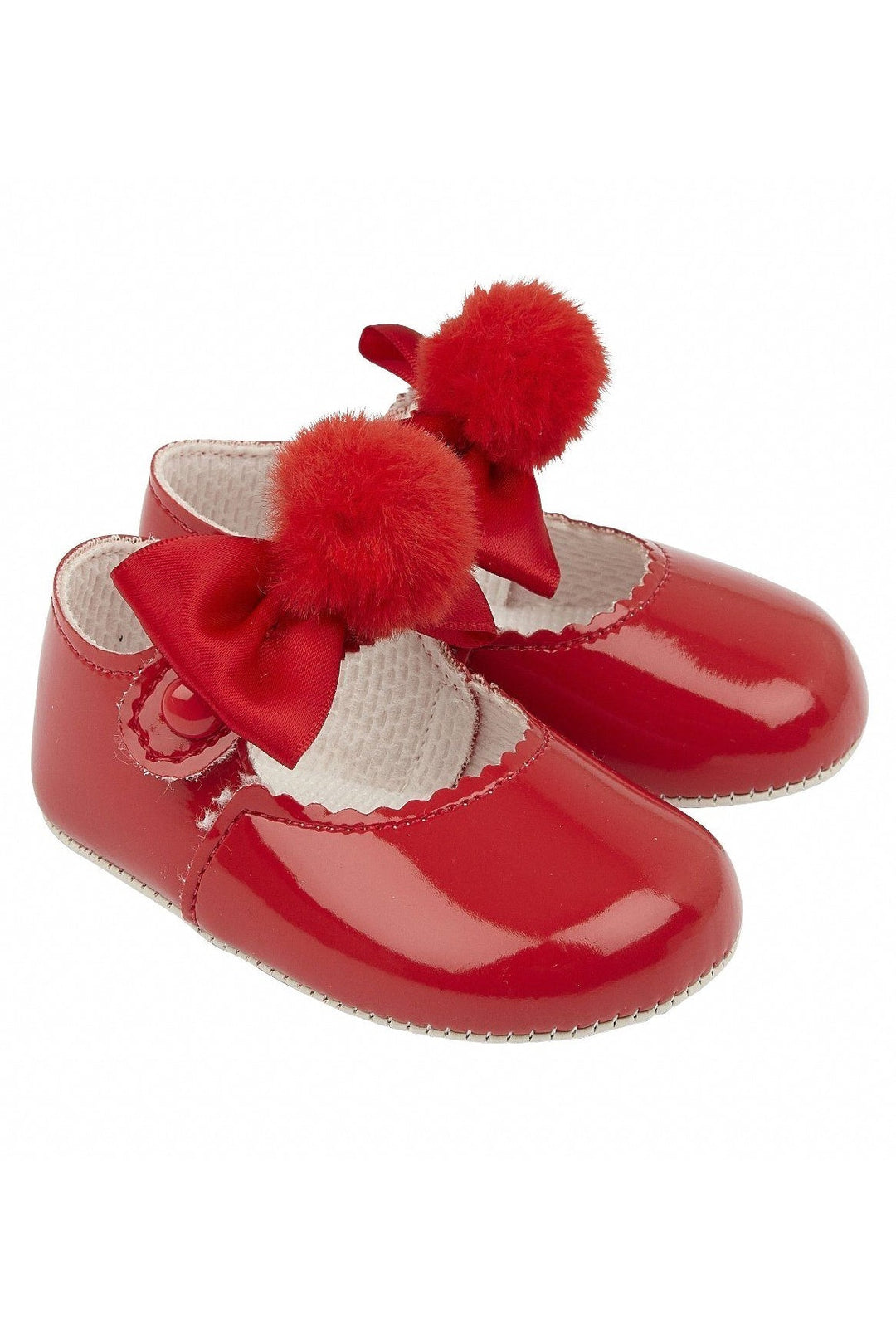 Baypods Red Pom Pom Soft Sole Shoes - Millie and John