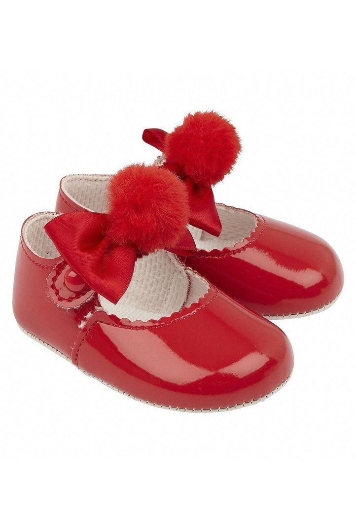 Baypods Red Pom Pom Soft Sole Shoes - Millie and John