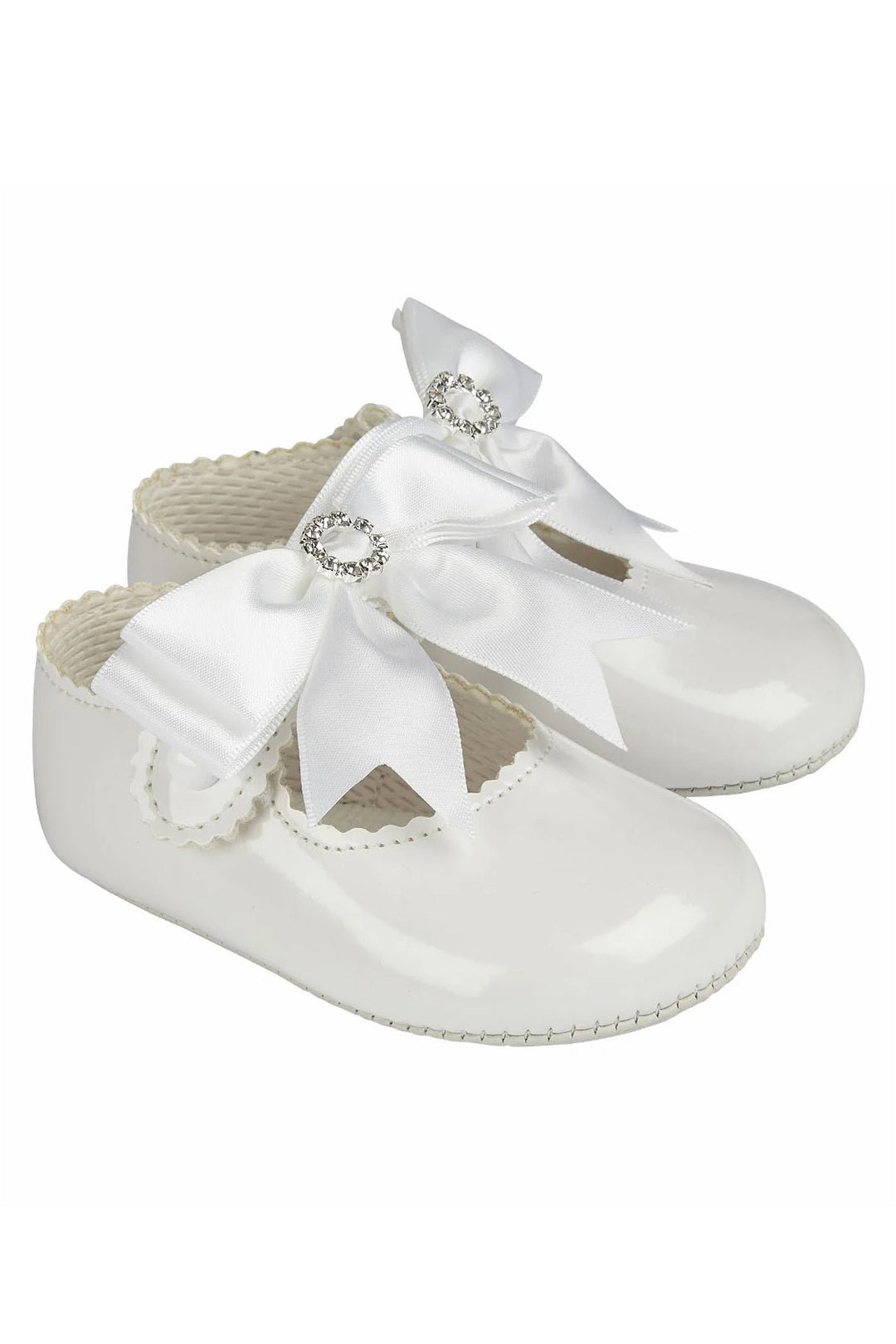 Baypods White Large Bow Diamanté Soft Sole Shoe - Millie and John