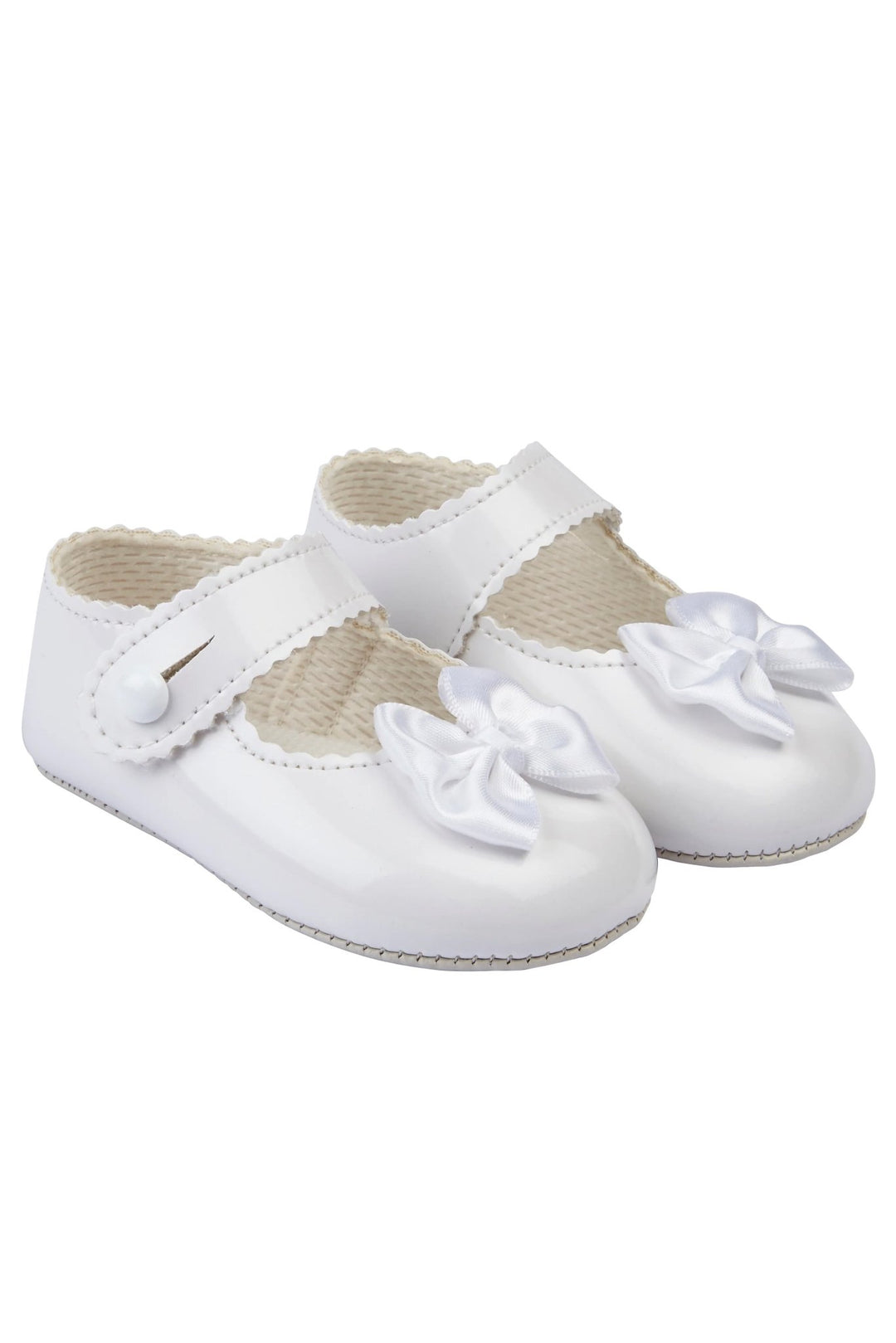 Baypods White Patent Bow Soft Sole Shoes - Millie and John