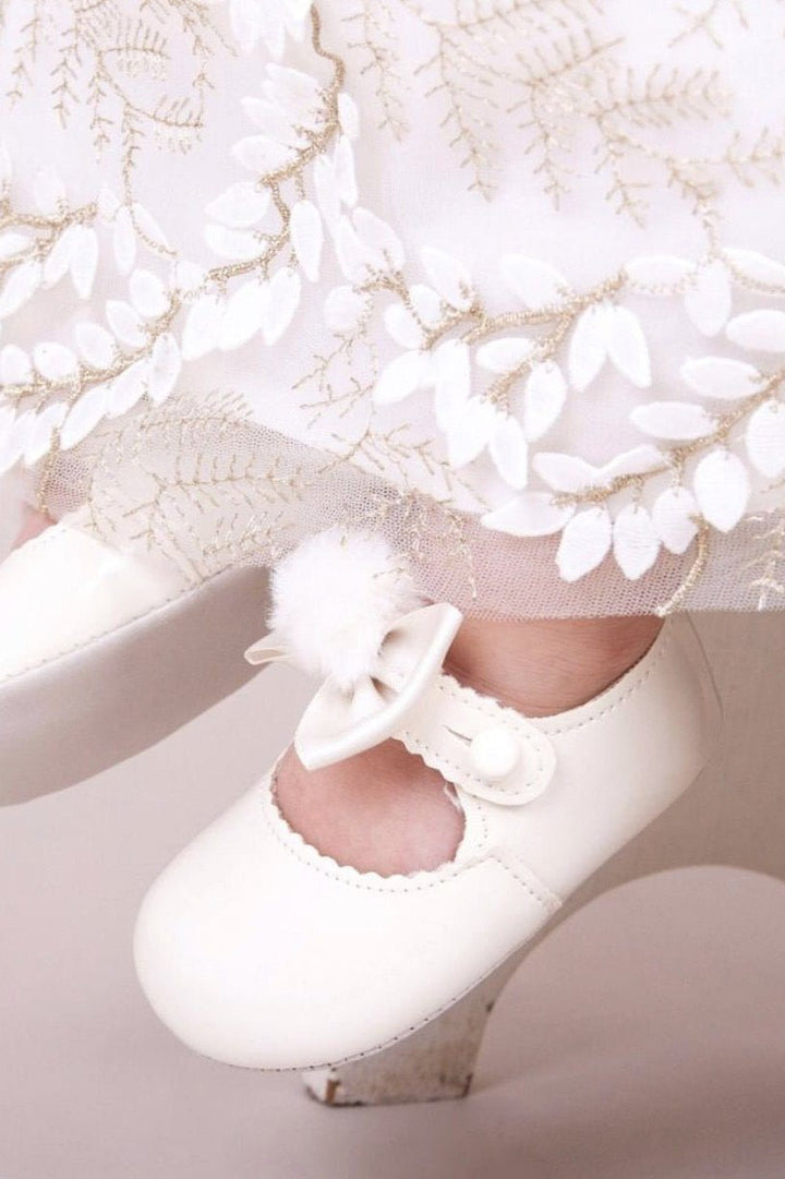 Baypods White Pom Pom Soft Sole Shoes - Millie and John