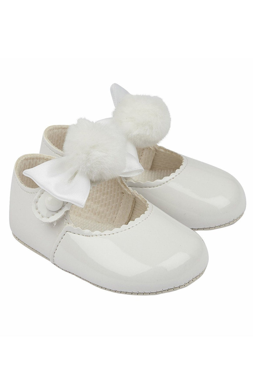 Baypods White Pom Pom Soft Sole Shoes - Millie and John