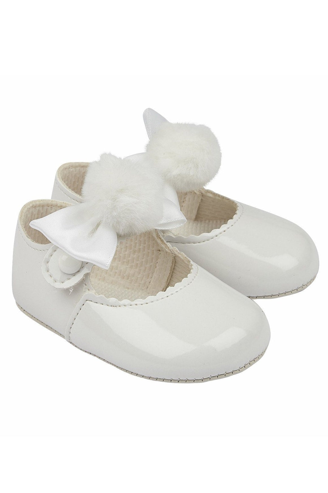 Baypods White Pom Pom Soft Sole Shoes - Millie and John