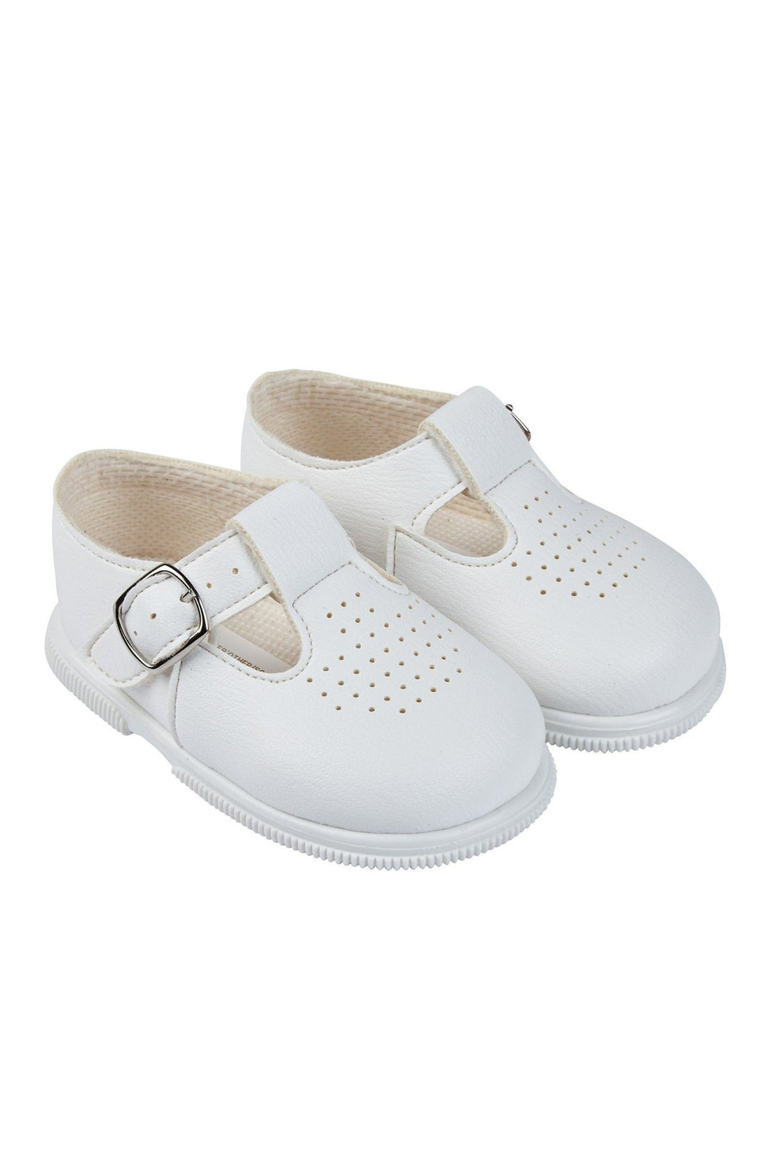 Baypods White T - Bar Hard Sole Shoes - Millie and John