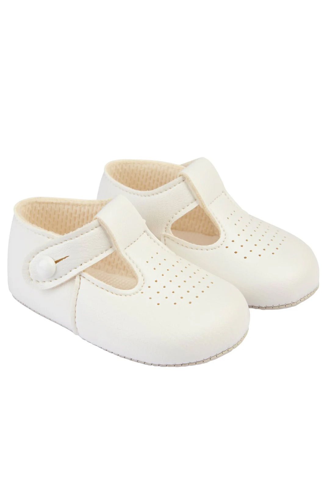 Baypods White T - Bar Soft Sole Shoes - Millie and John