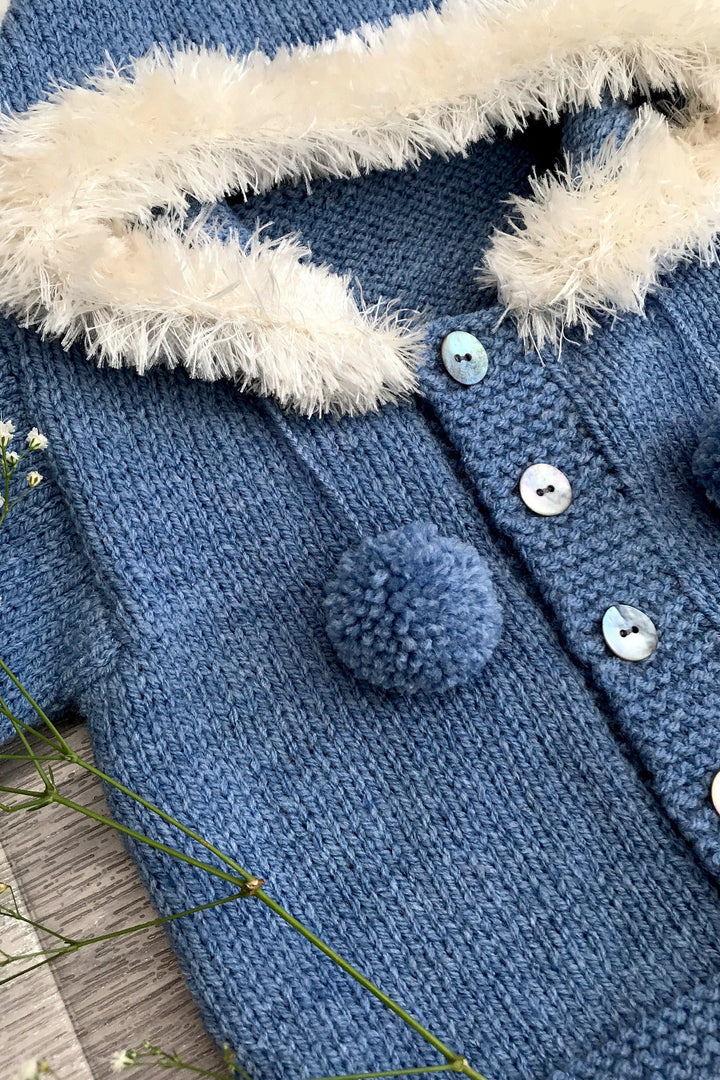 Bespoke Denim Blue Faux Fur Hoodie