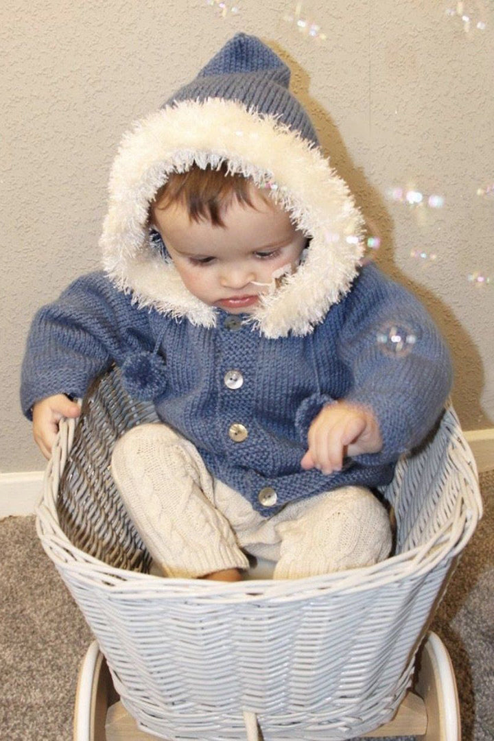 Bespoke Denim Blue Faux Fur Hoodie