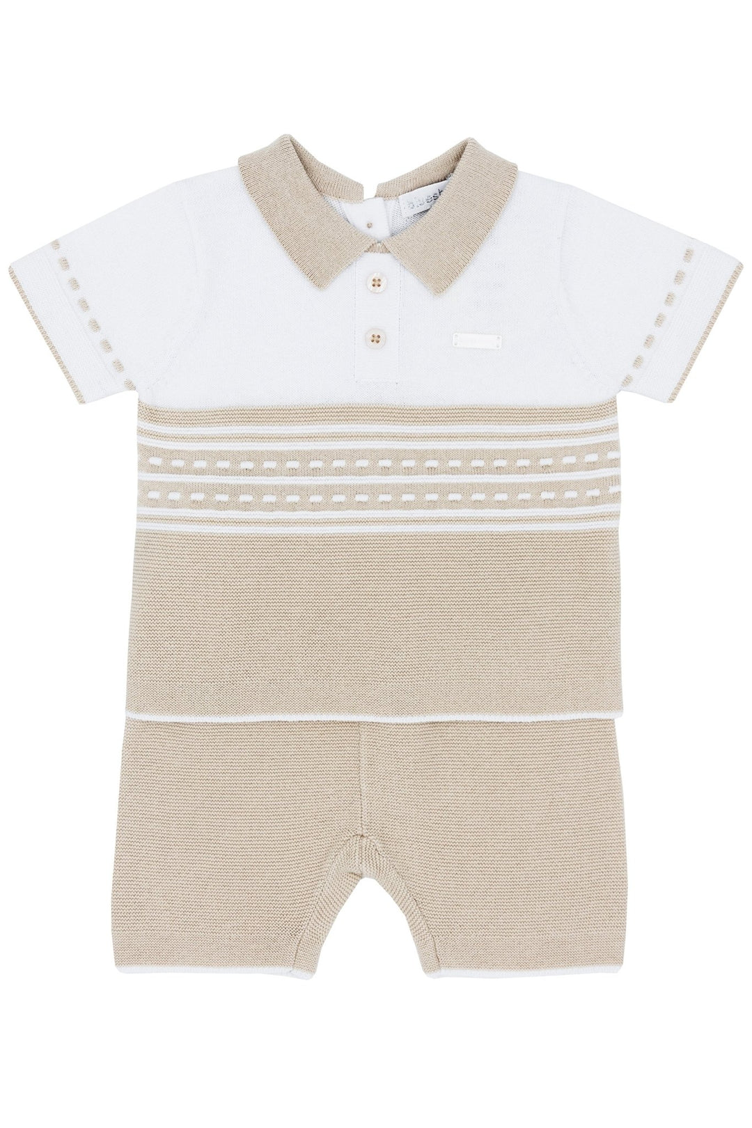 Blues Baby "Archie" Beige Knit Polo Shirt & Shorts - Millie and John