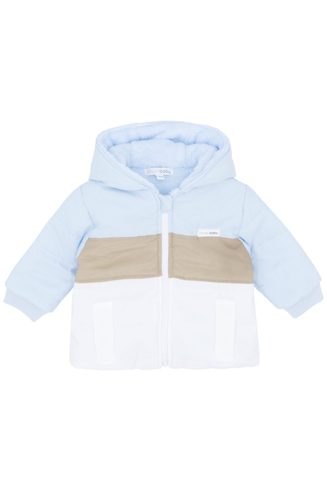 Blues Baby Baby Blue & Beige Colour Block Jacket - Millie and John