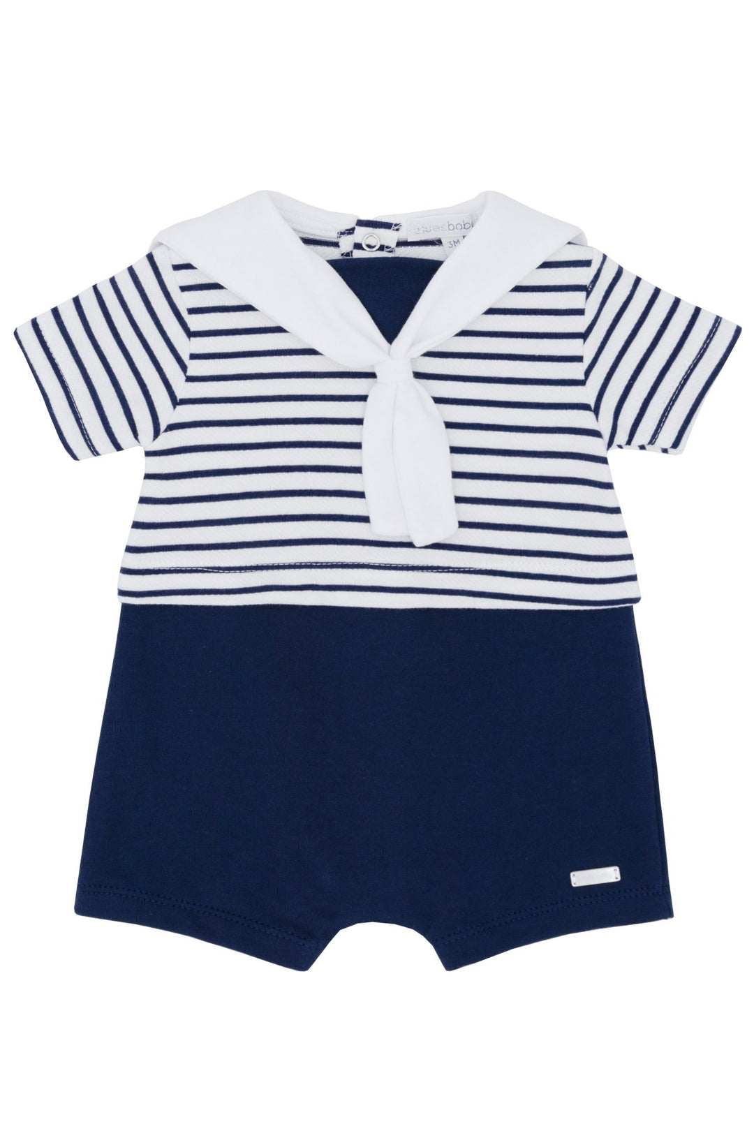 Blues Baby "Caspian" Navy Striped Sailor Romper - Millie and John